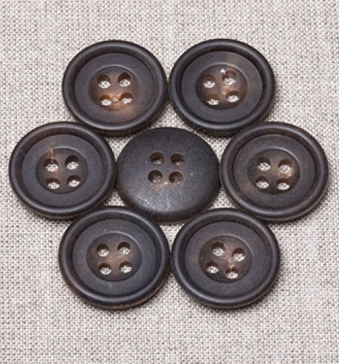 Unpolished 4 hole Horn Buttons - The Lining Company