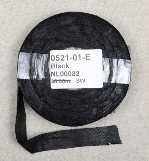 3/4" Cut Linen Holland 50m Reel - Black