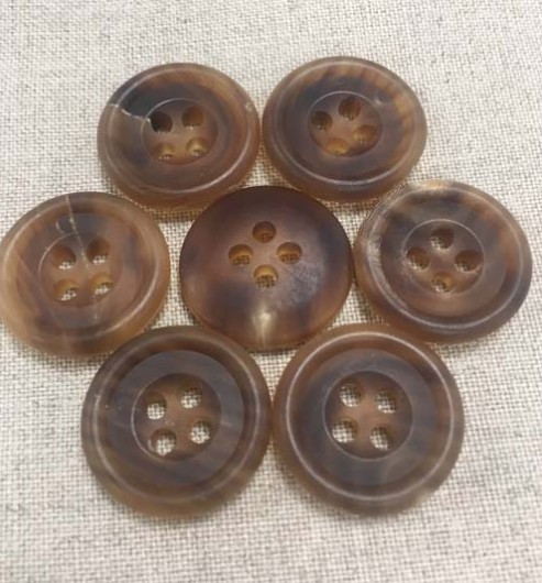 Unpolished 4 hole Horn Buttons - The Lining Company